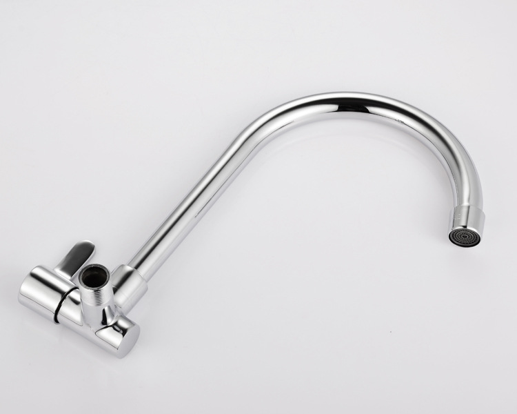 Copper single cooling, wall-mounted vegetable basin faucet, wall-mounted water outlet single cooling kitchen faucet, single cooling large bend into corner faucet Specification drawing