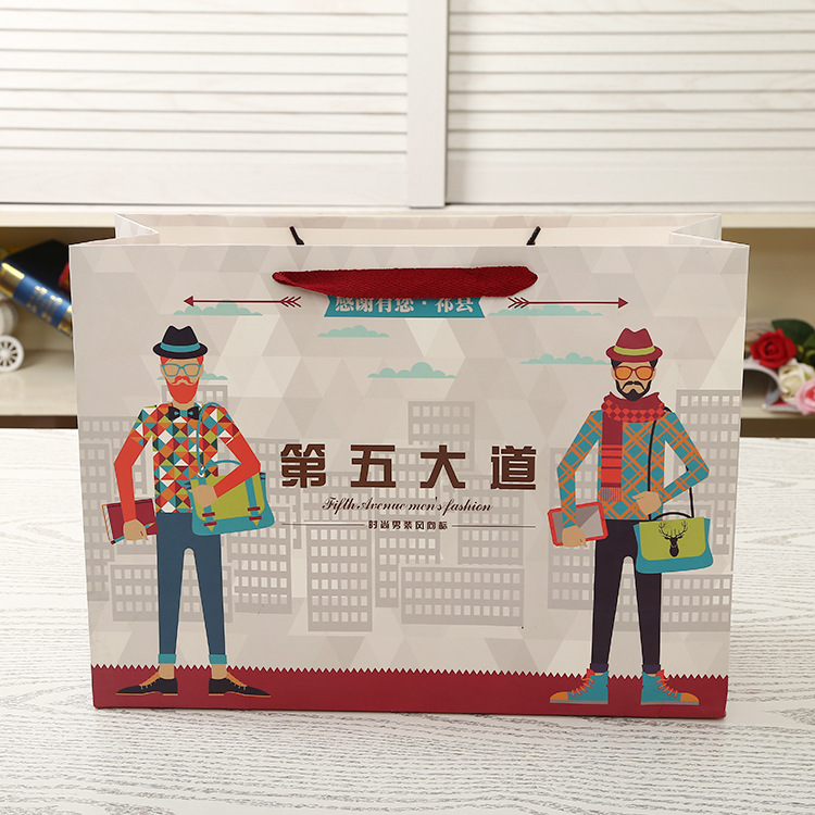 工厂加印创意卡通图案包装袋彩色印花手提礼品纸袋服装购物纸袋