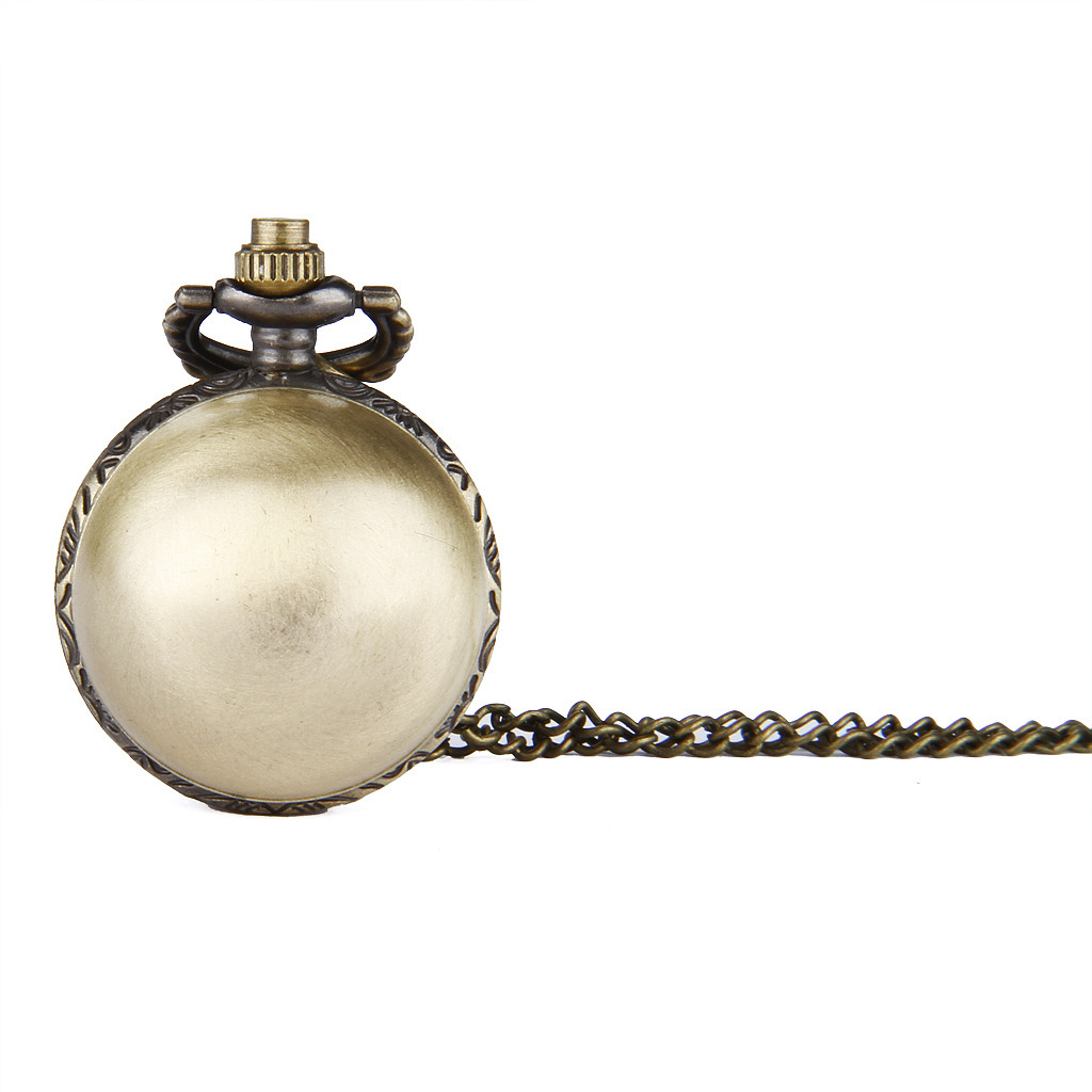European and American retro necklace small bronze flip wire drawing spherical pocket watch watch a generation of 6113