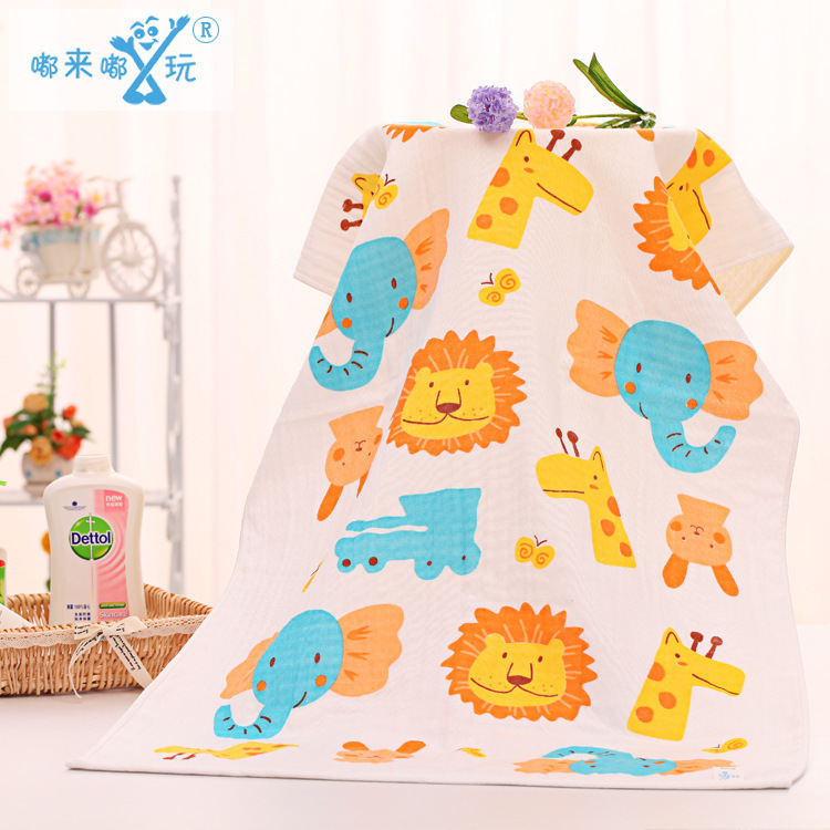 95*115蜂巢水洗双层高密纱布浴巾儿童洗澡长方形大号吸水宝宝浴巾|ru