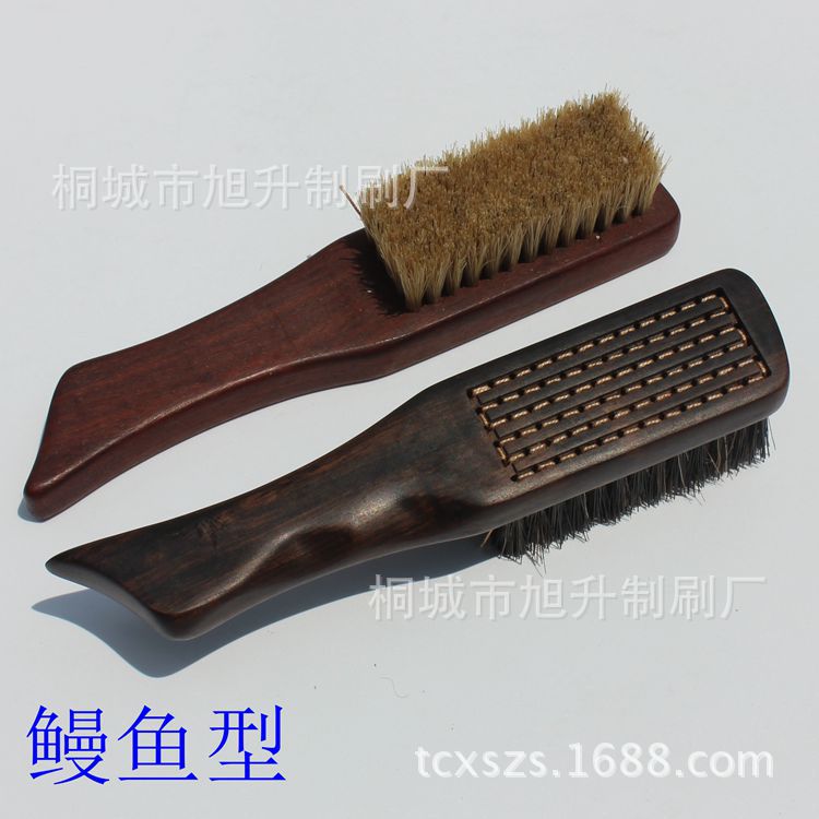 厂家批发核桃清理猪鬃手工紫光檀绑线红木刷 鳗鱼型文玩刷