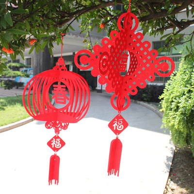 厂家直销 低价结婚毛毡灯笼 无纺布镂空喜字 立方体挂饰 装饰