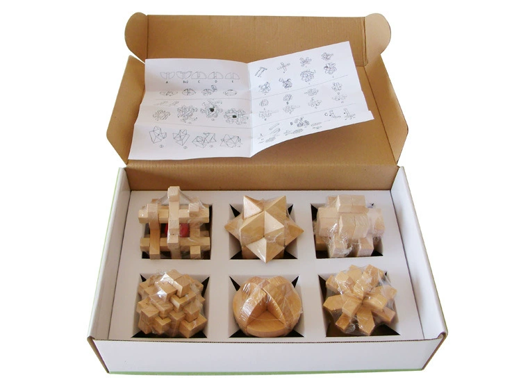 Đồ chơi người lớn bằng gỗ cho trẻ em Đồ chơi thông thường Kong Mingsuo Lu Ban khóa sáu mảnh thiết lập trò chơi trí tuệ cha mẹ đồ chơi rubik tam giác