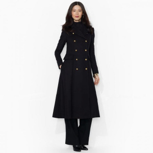 fashion suit collar double-breasted long woolen overcoat 