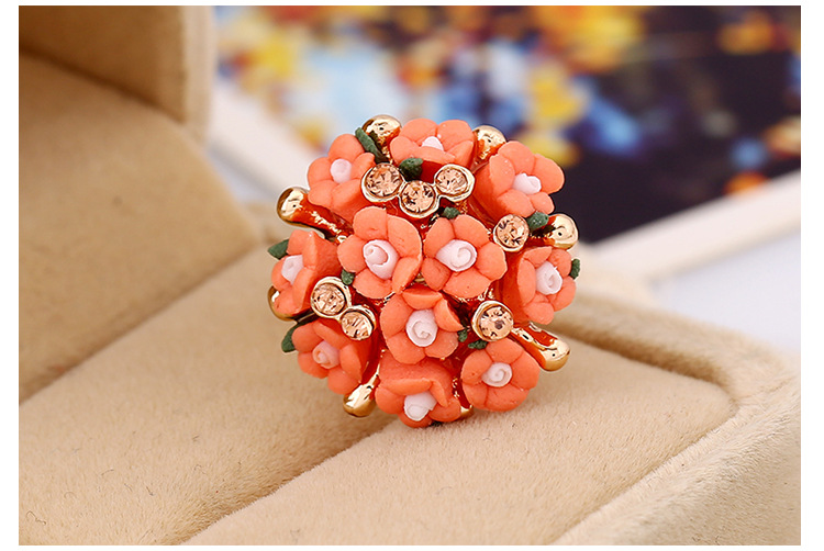 Korean jewelry small flower diamond adjustable opening alloy ringpicture1