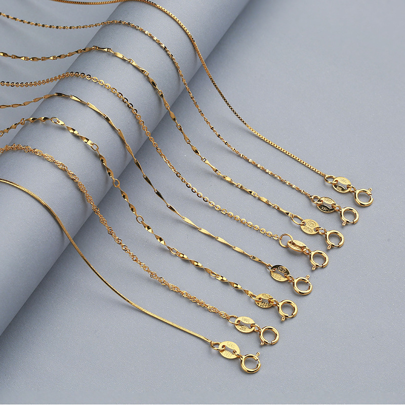 S925 silver necklace female Korean version of the utensils silver naked chain first jewelry sweater chain rose gold color gold clavicle necklace