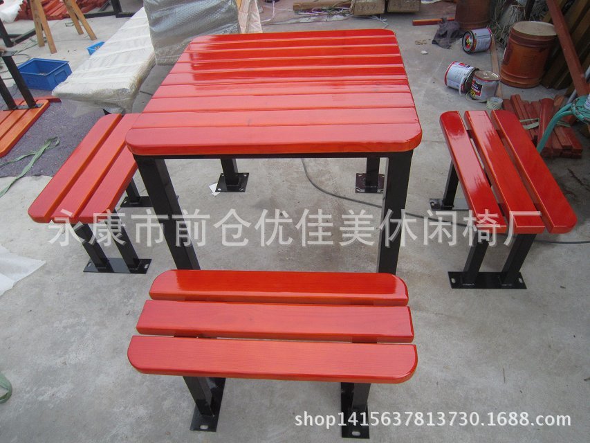 厂家户外防腐木公园椅 整套桌椅 公园小区休闲椅