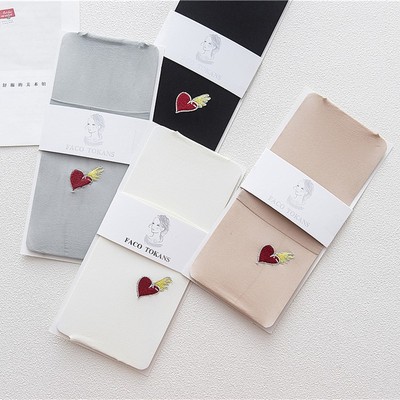 袜子女春夏新品女袜 爱心刺绣天鹅绒堆堆袜 学院风时尚潮袜中筒袜