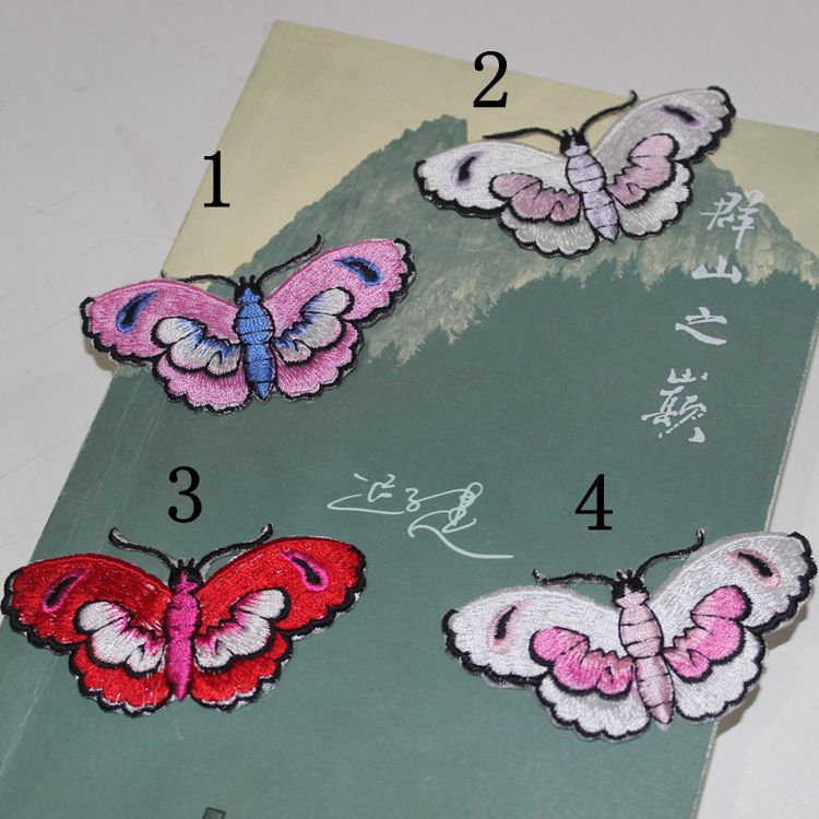 厂家直销 精美阿娇刺绣蝴蝶布贴 有背胶可缝可烫贴 四千现货包邮