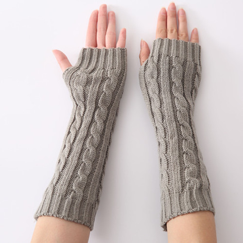 G-2 twist gloves for men and women in autumn and winter new jacquard 8-character twist pattern knitted wool fashion warm fingerless sleeves