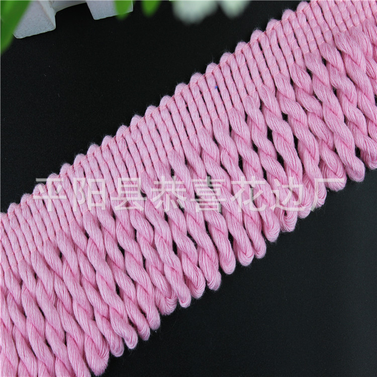 全棉粉色流苏绳