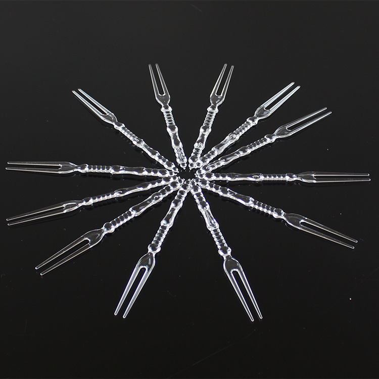 Horquilla de fruta desechable pastelería pequeño palo de bambú tenedor pastel postre Tenedor de dos dientes PS bambú fábrica de bucle al por mayor