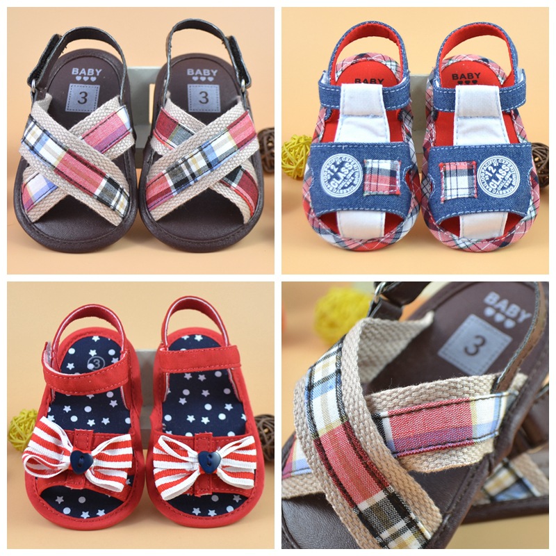 Summer style brand 0-1 soft sole baby Cloth shoes Sandals Toddler Baby Shoes comfortable Cloth at the end 3-6-9 month