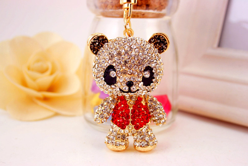 Porte-clés Panda Rouge Serti De Diamants display picture 5