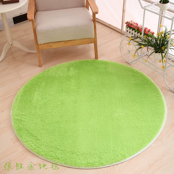 3cm round silk wool carpet in fruit green