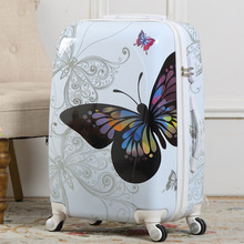 20寸24寸男女蝴蝶纹礼品拉杆箱PC亮面旅行箱万向轮可订制图案色彩