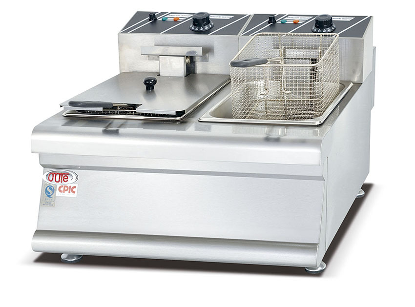 欧特厂家供应 台式电热炸炉薯条/油条/炸鸡  商用设备 OT-8+8