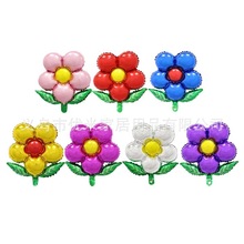 新款五瓣花绿叶花朵花瓣铝膜气球儿童生日周岁派对装饰七色可选