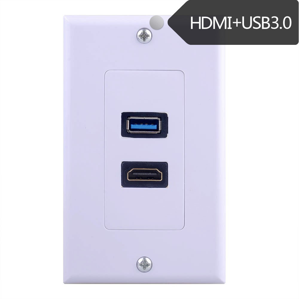 HDMI面板USB3.0面板免焊接直插墙插电脑插座高清插座双口70*115
