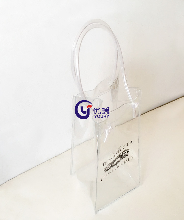 单支红酒手提袋 透明PVC葡萄酒手提包装袋 高档礼品PVC手