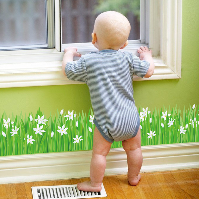 New SK7044 small Lily grass skirting bathroom kitchen entrance doors and windows wall stickers PVC removable