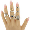 Fashionable retro ethnic diamond set, ring, European style, ethnic style