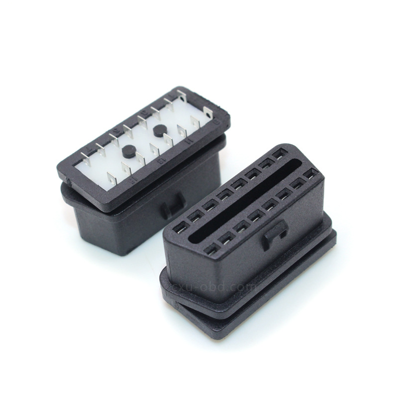 汽车OBD2母头连接器插针注塑式母头有外壳可选  易焊线