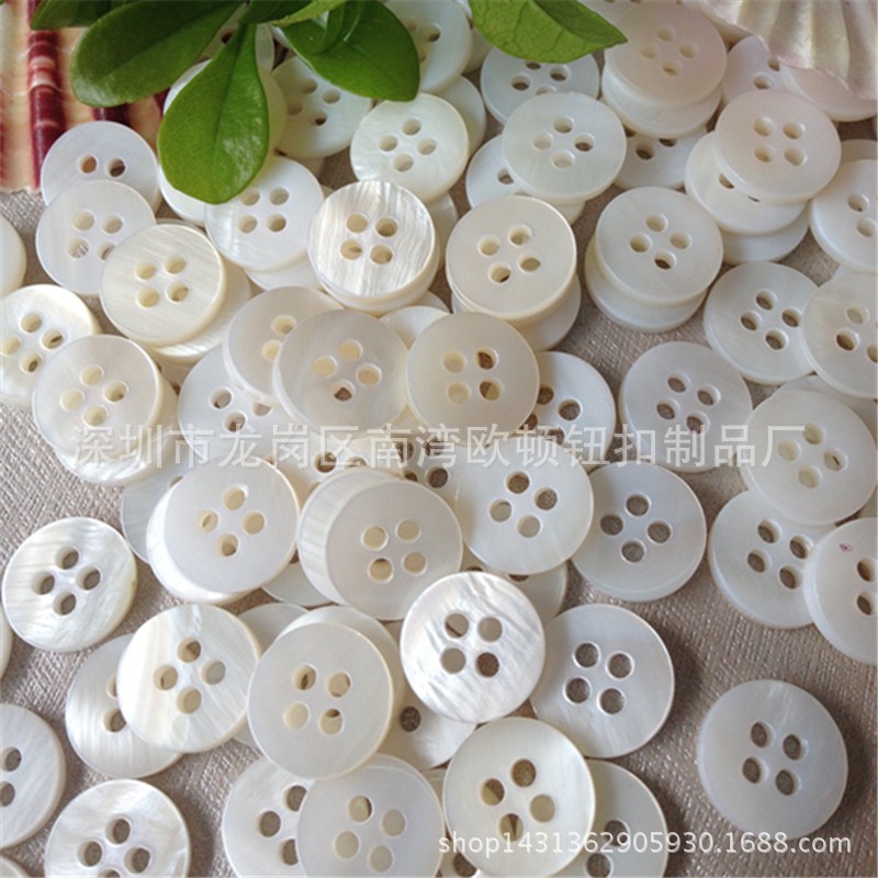 天然真贝四孔平面淡水贝壳钮扣子 衬衫贝壳纽扣子 欢迎来样