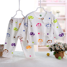 秋装 网店热销全棉儿童内衣内裤套 前开圆领棉毛衫