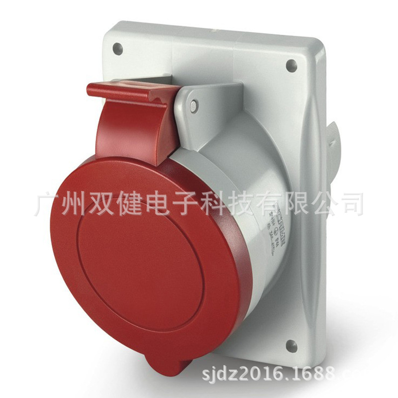 413.1666 暗装斜式插座 16A  4P 380V 意大利进口 防水工业插座