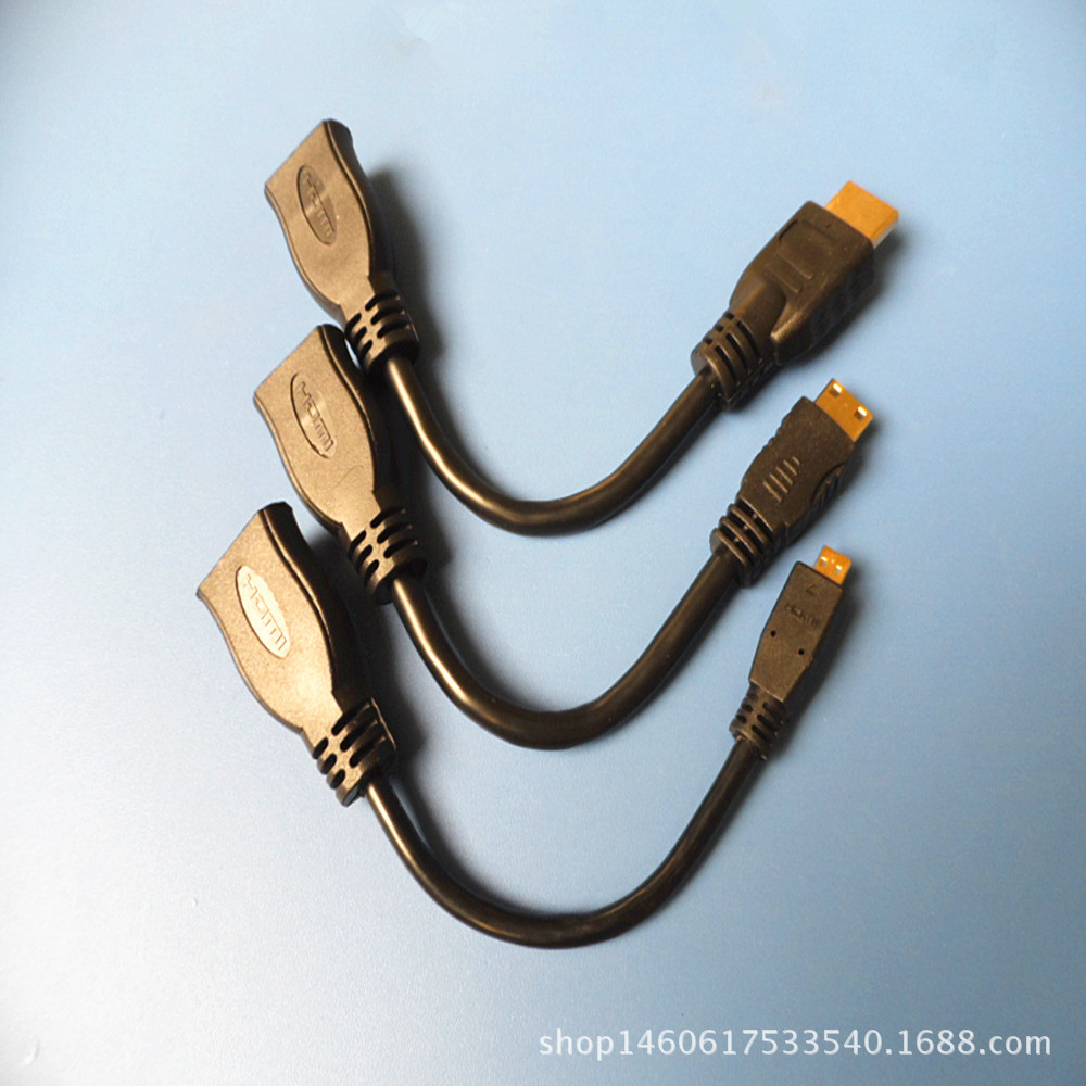 HDMI公头三种接口转HDMI A/母转接线可定制线长各种弯头公母头