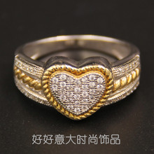 S925純銀鑲鋯石奢華心形鑽戒指 歐美韓國首飾品OEM加工生產廠家