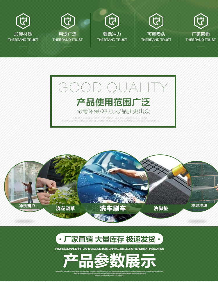 The manufacturer supplies a new model of high-pressure car wash water gun with an aluminum alloy coated copper-plated nozzle for home car washing and brushing