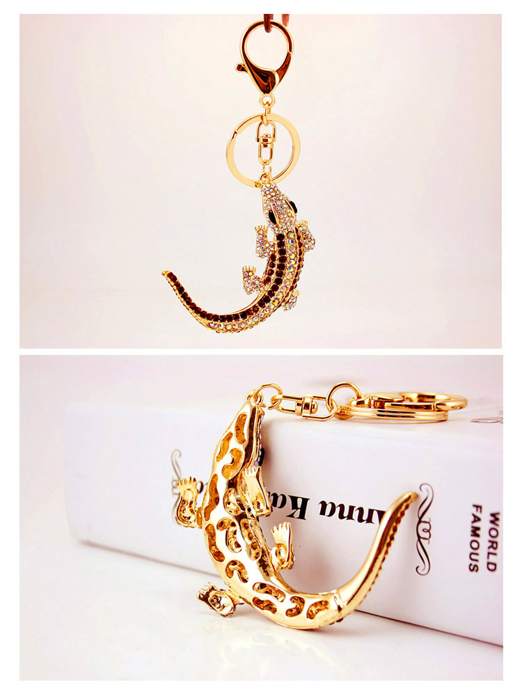 39g Weight Alloy, Metal Material Unisex Gender Korean Creative Cute Diamond Lizard Keychain 1