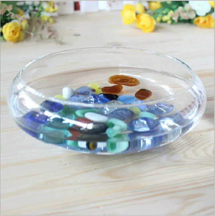 玻璃透明吹制玻璃鱼缸花瓶机吹玻璃鱼缸圆形水仙盆圆形花盆
