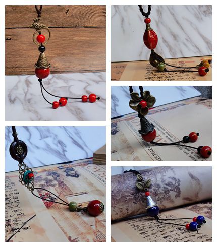 have more cash than can be accounted for leaf sweater chain Hand knit Ceramic necklace fashion Popular Ethnic style Necklace Stall Commodity