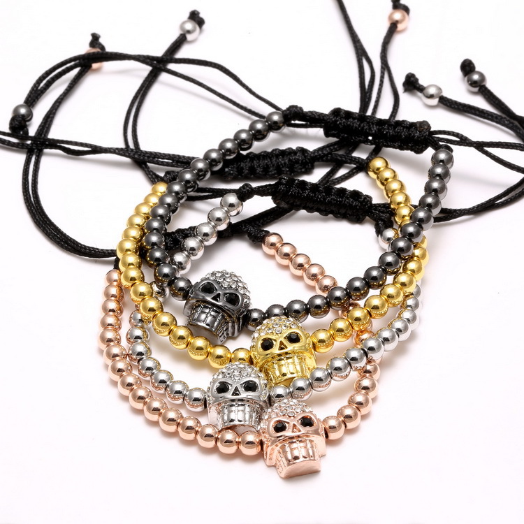 Fashion Skull Copper Plating Zircon Bracelets 1 Piece