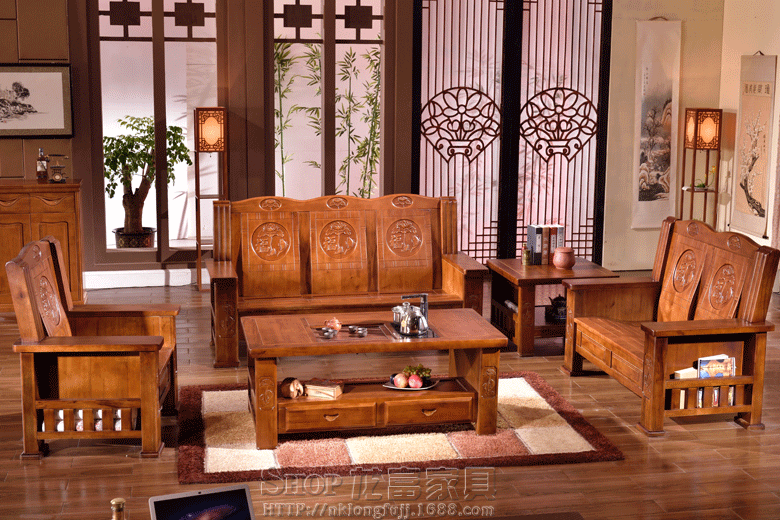 客厅实木沙发 实木组合沙发 高档中式休闲实木沙发 香樟木沙发