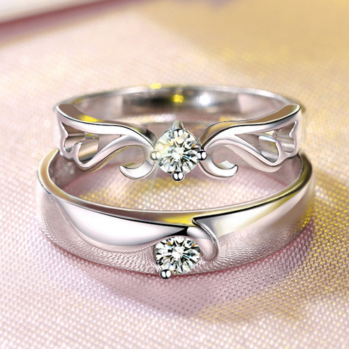 Elegant Minimalist Couple's Rings for Men and Women, Open-Ended Ins Fashion with Butterfly Knot Wings on the Ring