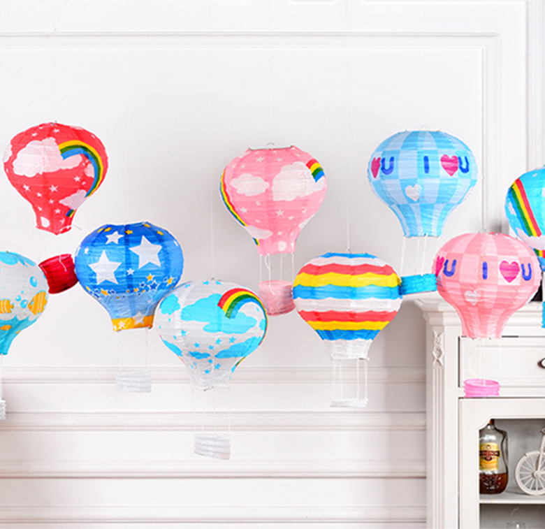 廠家批發婚慶氣球燈籠兒童手提卡通熱氣球紙燈籠幼兒園裝飾挂吊燈