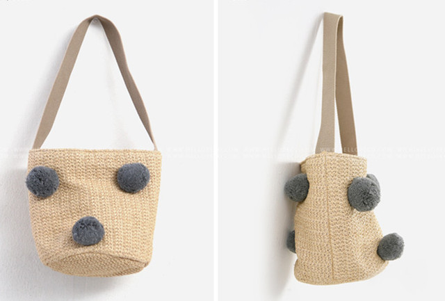 New straw-wrapped wool ball bag handbag straw-wrapped ball bag lady-wrapped beach bag woven straw-wrapped color ball bag