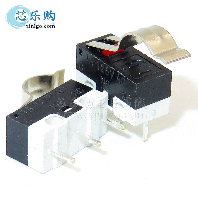 微动开关 3脚 1A 125V 带弯柄 小型微型 鼠标开关 按键开关 018-1