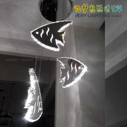 创意设计不锈钢水晶LED餐厅卧室吊灯金鱼小象儿童房可爱主题灯饰