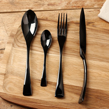 kaya黑色不锈钢刀叉勺镀黑金西餐餐具/汤勺餐叉餐勺/酒店创意
