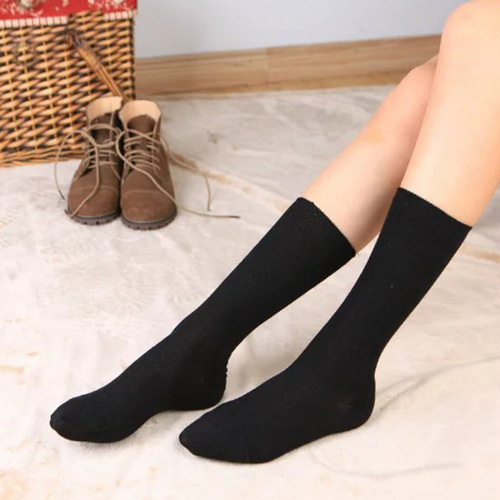 Pile socks for women, Japanese autumn and winter cotton thin women's socks, solid color retro forest style short boot socks, long socks