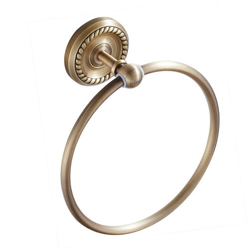Bathroom manufacturer wholesale price bathroom bathroom pendant European hardware brass antique towel ring hanging ring pure copper
