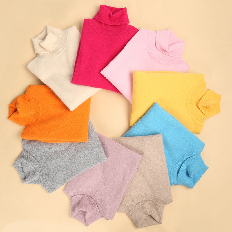 2020新款女式高翻领修身羊绒毛衣百搭长袖纯色针织羊绒衫淘宝货源|ms