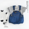 Summer children's denim overall suitable for men and women, T-shirt for leisure, bodysuit, lifting effect