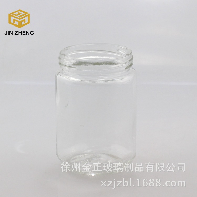 生产厂家圆柱玻璃蜂蜜瓶酱菜瓶六角玻璃瓶储物蜂蜜罐辣椒酱瓶