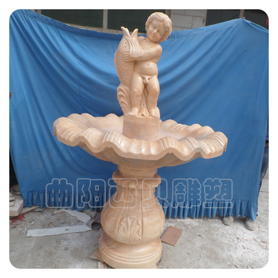 定制小型别墅花园装饰石雕喷泉 欧式人物喷泉 石雕喷泉XBPQG-105